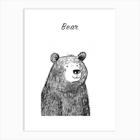 B&W Bear Poster Art Print
