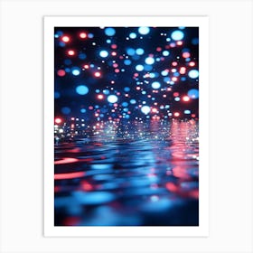 Water Reflection With Lights Art Print