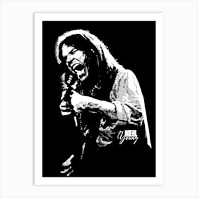 Neil Young Musician Legend in Grayscale Art Print