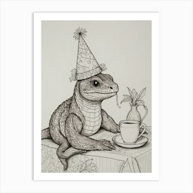 Lizard In A Party Hat Art Print