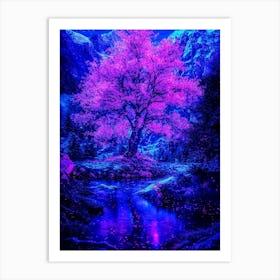 Purple Tree At Night Art Print