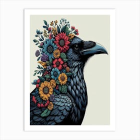 Crow With Flowers 5 Art Print