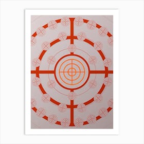 Geometric Glyph Abstract Circle Array in Tomato Red n.0218 Art Print