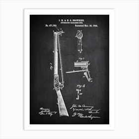 Rifle Gun Patent Print Rifle Patent Rifle Print Gun Patent Art Print 1892 Automatic Magazine Gun G7821 Art Print