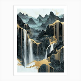 Cordillera Blanca Golden Peaks - Artistic Flow Art Print