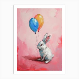 Cute Rabbit 9 With Balloon Art Print