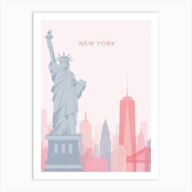 Pink And Blue New York Skyline Art Print