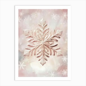 Snowflake On A Pink Background Art Print