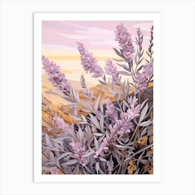 Lavender 3 Flower Painting Art Print