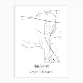 Raubling,Germany Minimalist Map Art Print