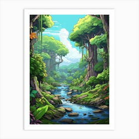 Daintree Rainforest Pixel Art 4 Art Print
