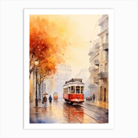 Lisbon Portugal In Autumn Fall, Watercolour 3 Art Print