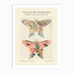 Velvet Butterflies Collection Shimmering Butterflies William Morris Style 3 Art Print