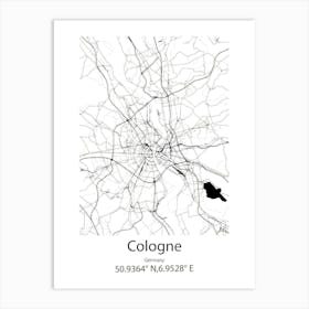 Cologne,Germany Minimalist Map Art Print