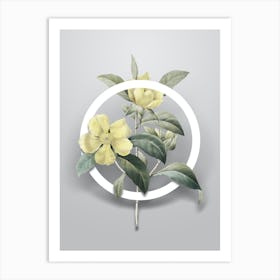 Vintage Golden Guinea Vine Minimalist Flower Geometric Circle on Soft Gray n.0397 Art Print