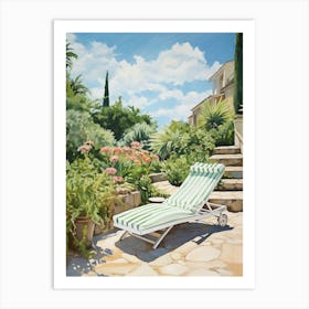 Sun Lounger By The Pool In Spanish Countryside Art Print