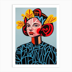 Woman With Leaves In Her Hair - Expressionist Painting Art Print