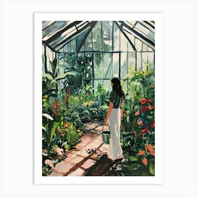 Girl In A Greenhouse - expressionism Art Print