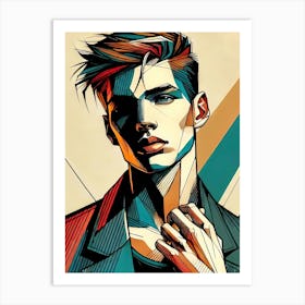 Portrait Illustration Of A Young Man Art Print