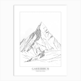 Gasherbrum I Pakistan China Line Drawing 6 Poster Art Print