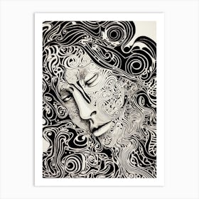 Swirl Hair Serene Face 3 Art Print