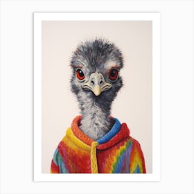 Baby Animal Wearing Sweater Emu Art Print