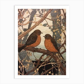 Art Nouveau Birds Poster Dipper 2 Art Print