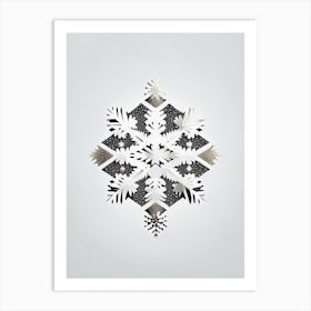 Diamond Dust, Snowflakes, Retro Minimal 1 Art Print