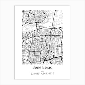 Bene Beraq,Israel Minimalist Map Art Print