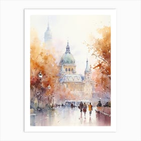 Vienna Austria In Autumn Fall, Watercolour 2 Art Print