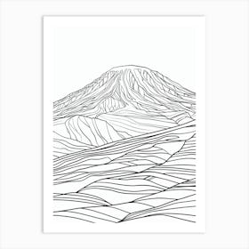 Mount Kilimanjaro Tanzania Line Drawing 8 Art Print