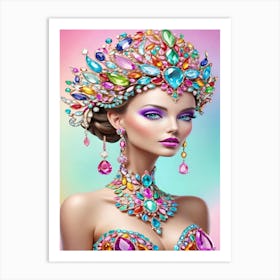 Woman In Colorful Jewelry Art Print