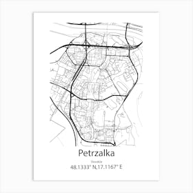 Petrzalka,Slovakia Minimalist Map Art Print