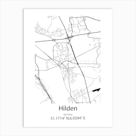 Hilden,Germany Minimalist Map Art Print