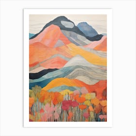 Beinn Mhanach Scotland Colourful Mountain Illustration Art Print