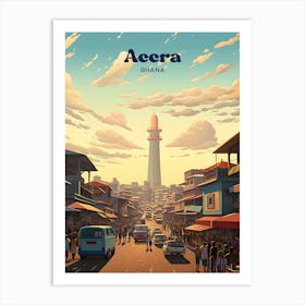 Accra Ghana Africa Street view Travel Illustration Art Print