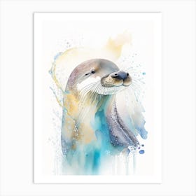 Southern Sea Otter Dolphin Storybook Watercolour  (1) Art Print