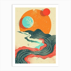 Abstract Painting sun planets Art Print