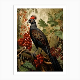 Dark And Moody Botanical Pheasant 8 Art Print