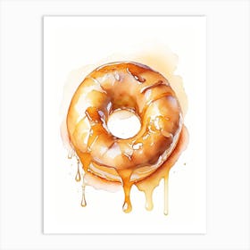 Caramel Glazed Donut Cute Neon 2 Art Print