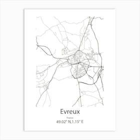 Evreux,France Minimalist Map Art Print