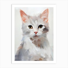 Digital Cute White Cat Painting Art Print