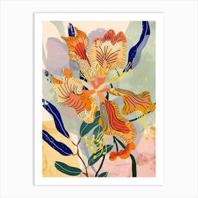 Colourful Flower Illustration Peacock Flower 1 Art Print