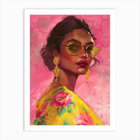 Asian Girl In Sunglasses Art Print