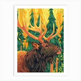 Elk In The Forest Art Print