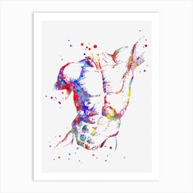 Torso Muscles Watercolor Art Print