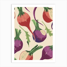 Turnip Root Vegetable Pattern Illustration 3 Art Print