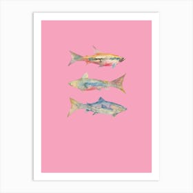 Pink Three Fish Art Print