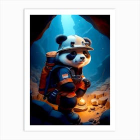 Explorer Panda Resting In The Cave Art Print