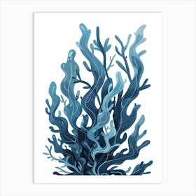 Blue Seaweed Art Print